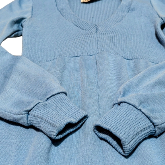 Vintage 70's Hubba Hubba Women's 7/8 Cerulean Blue Long-Sleeve Maxi Knit Dress - Picture 8 of 11